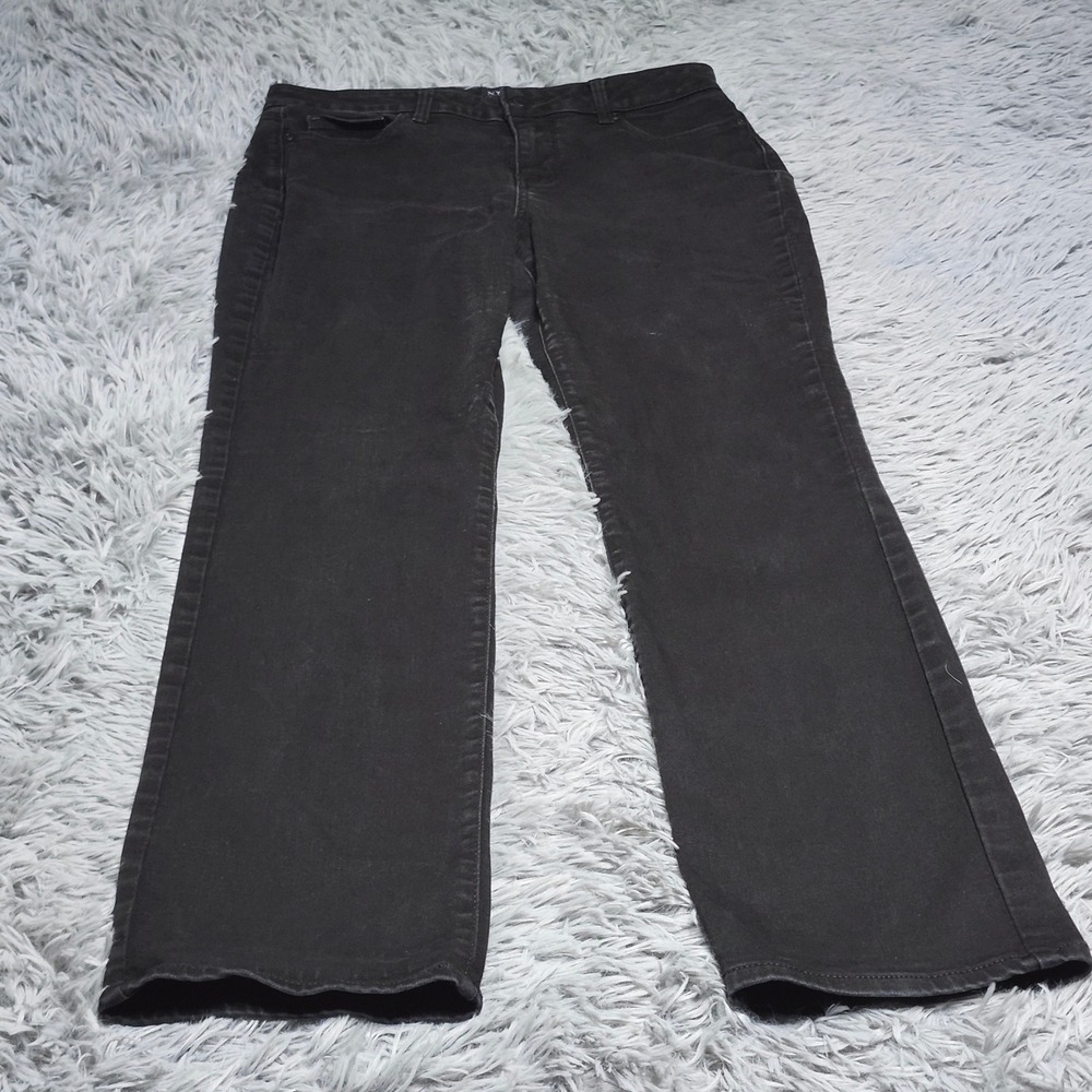 NYDJ Marilyn Straight Jeans Womens Size 10 Black Denim Lift Tuck Stretch Classic